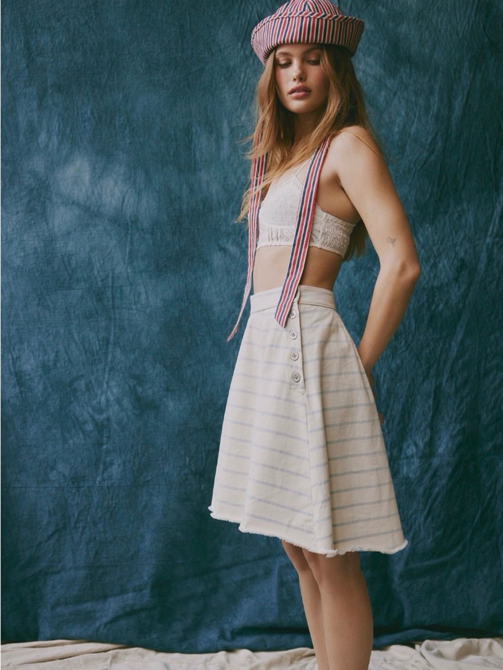Free people high tide stripe long shorts
